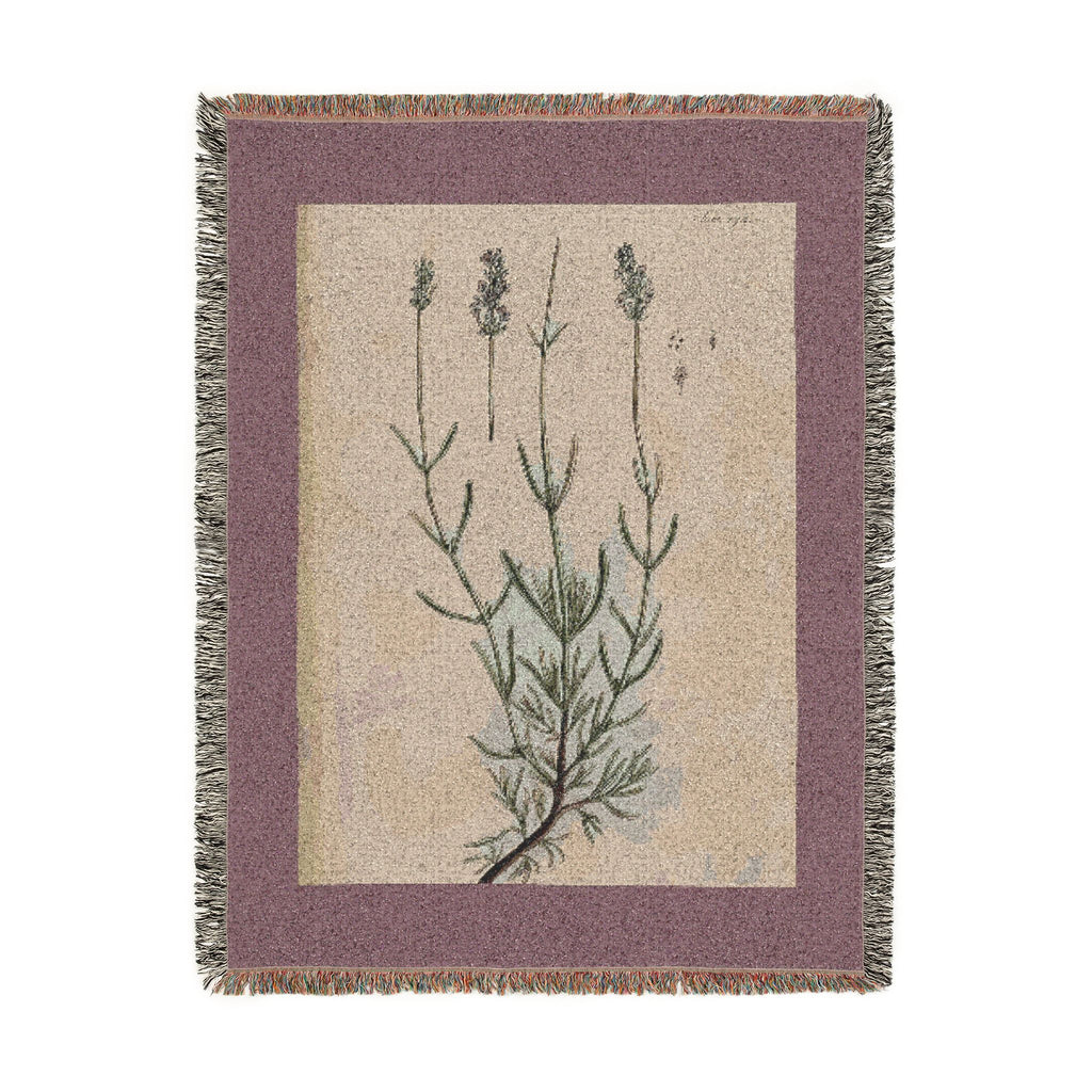 A Curious Herbal Lavender Woven Blanket, Elizabeth Blackwell, Vintage Botanical Art Throw