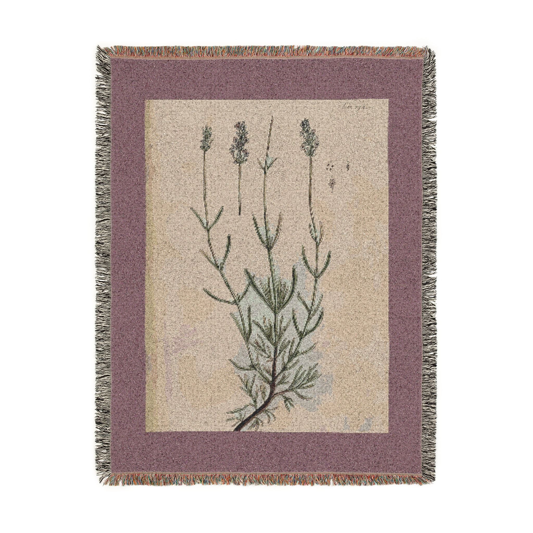 A Curious Herbal Lavender Woven Blanket, Elizabeth Blackwell, Vintage Botanical Art Throw