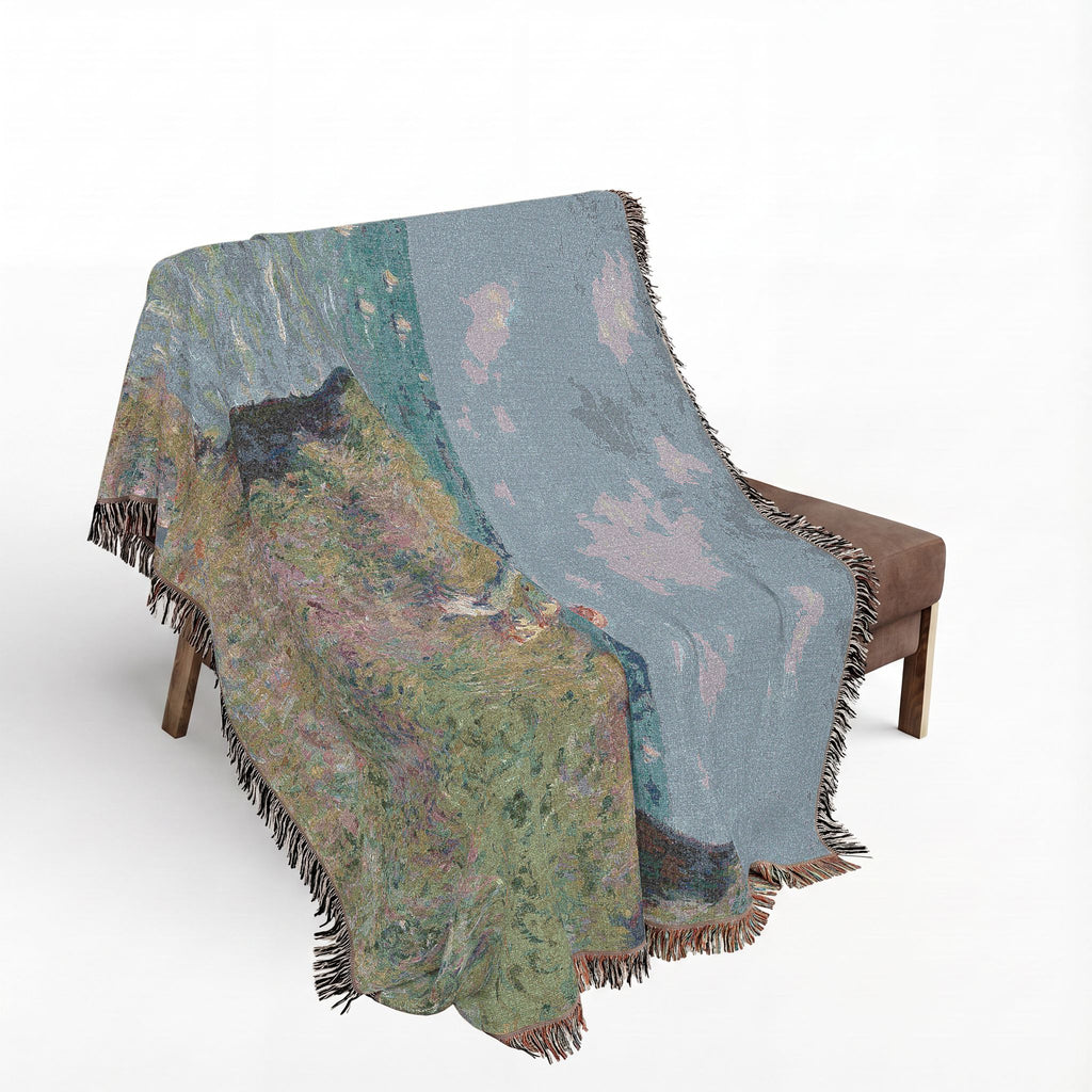 Cliff Walk at Pourville Woven Blanket, Claude Monet, Impressionist Art Throw