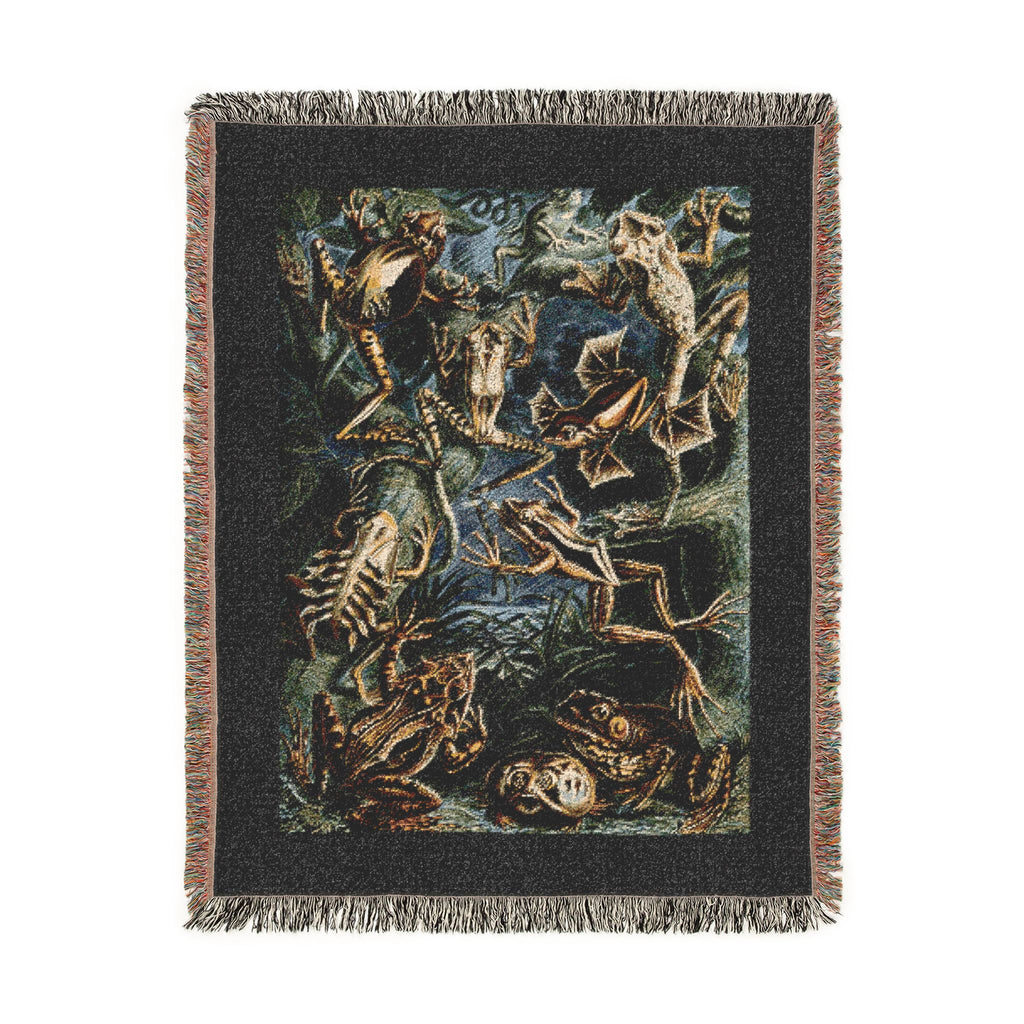 Batrachia Frogs Woven Blanket, Ernst Haeckel, Vintage Amphibian Art