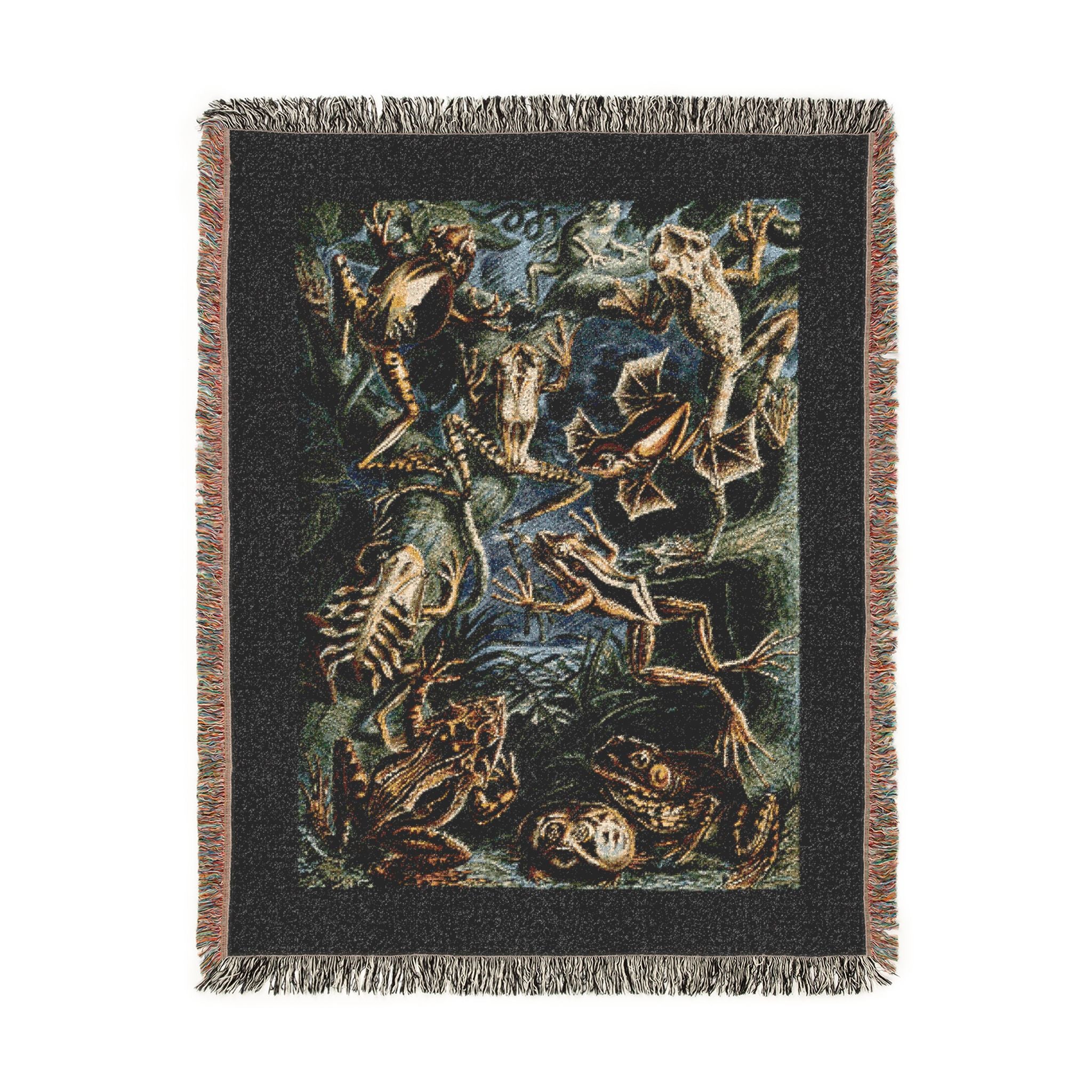 Batrachia Frogs Woven Blanket, Ernst Haeckel, Vintage Amphibian Art