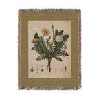 Leontodon Taraxacum Dandelion Woven Blanket, Flora Londinensis, Vintage Botanical Art