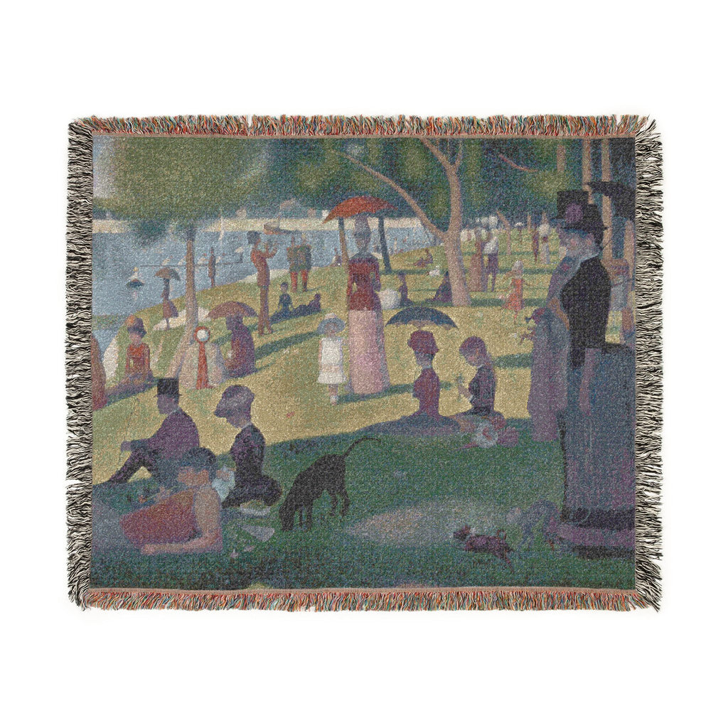 A Sunday Afternoon on the Island of La Grande Jatte Woven Blanket, Georges Seurat, Pointillist Art Throw