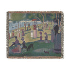 A Sunday Afternoon on the Island of La Grande Jatte Woven Blanket, Georges Seurat, Pointillist Art Throw