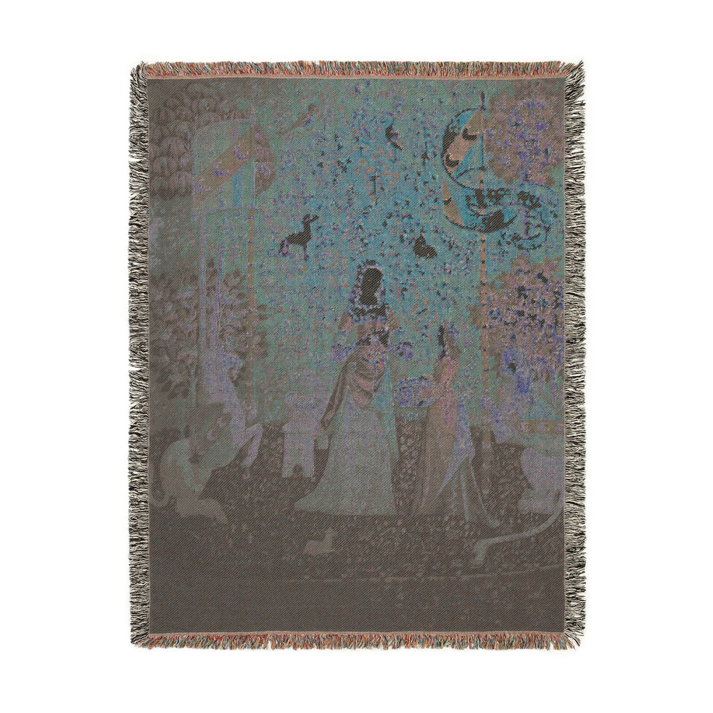 The Lady and the Unicorn Smell Woven Blanket, Medieval Tapestry Art Throw