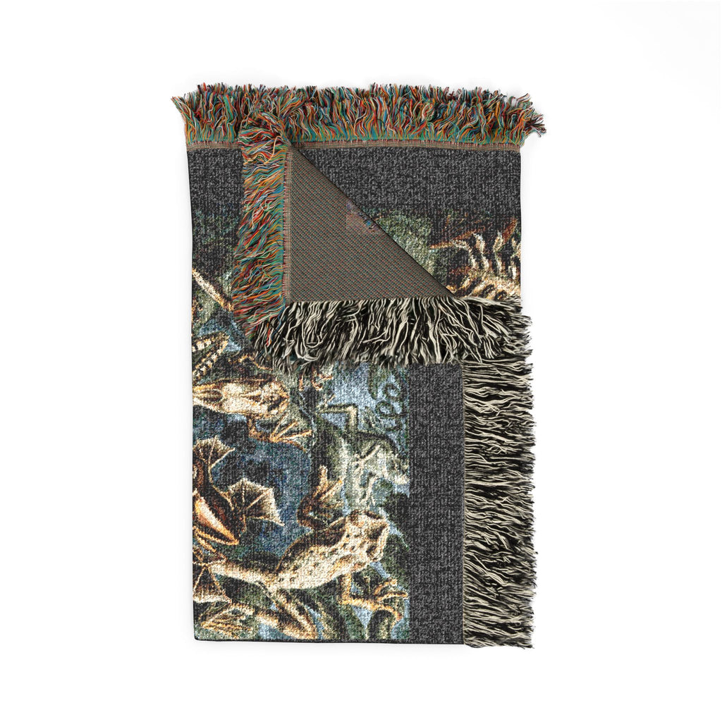 Batrachia Frogs Woven Blanket, Ernst Haeckel, Vintage Amphibian Art