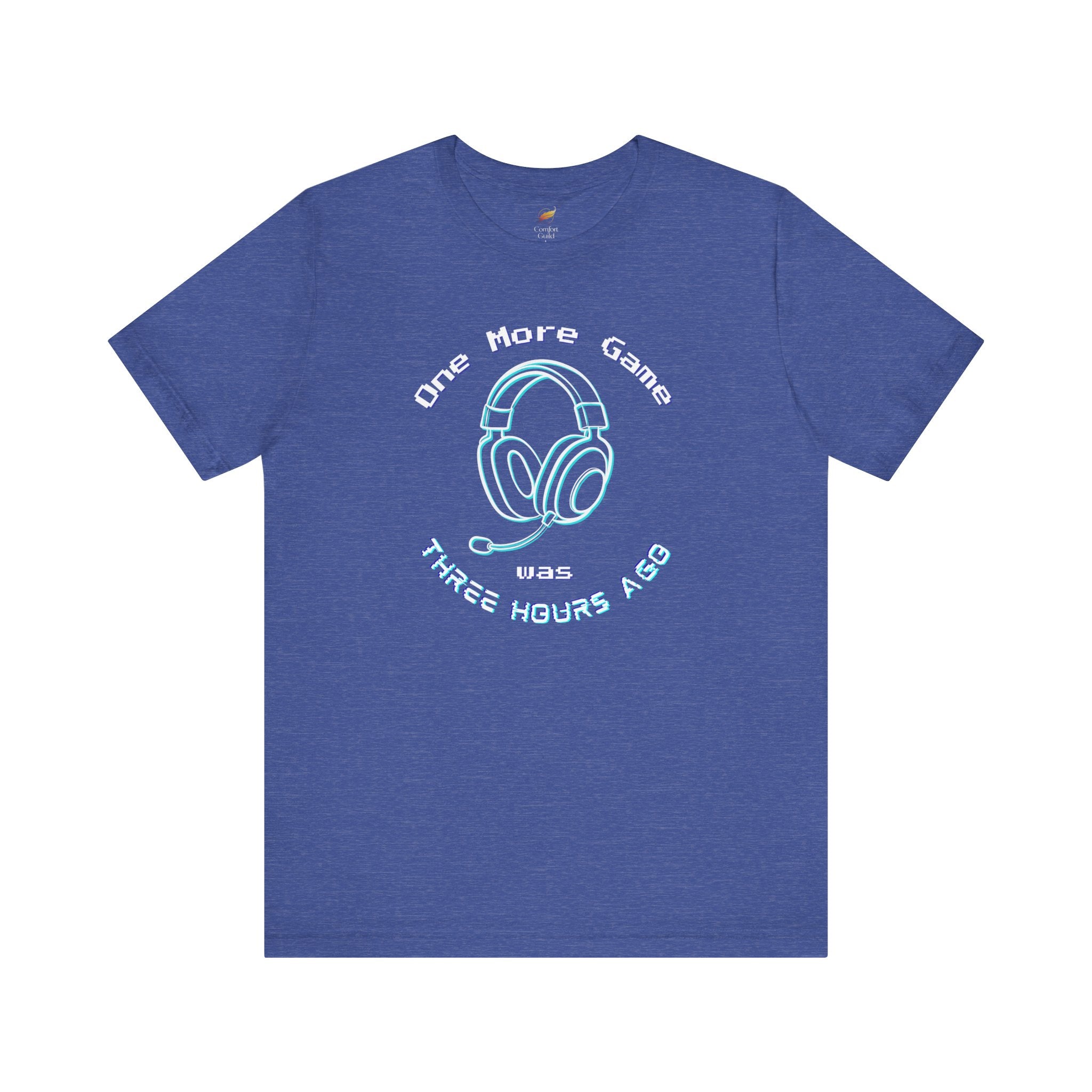 One More Game Graphic Tee, Funny Gamer T-Shirt, Neon Headset