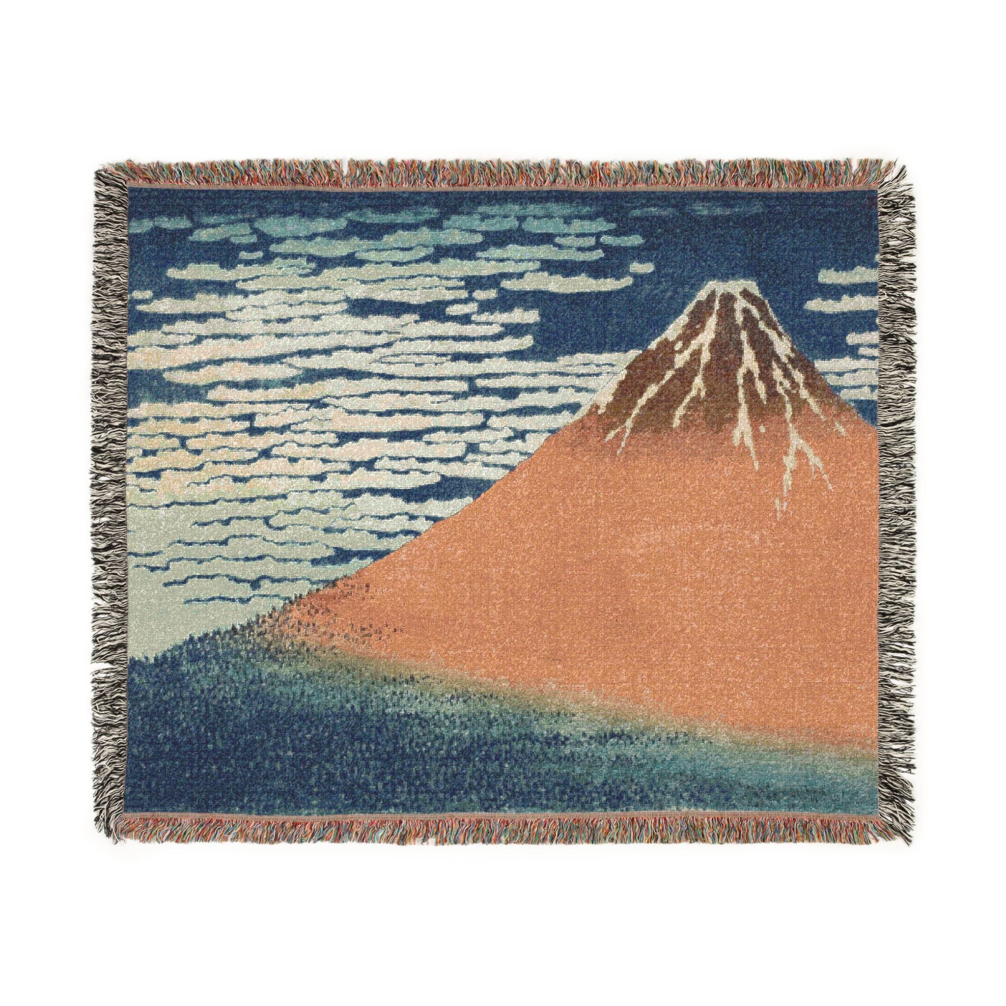 A Mild Breeze on a Fine Day Woven Blanket, Katsushika Hokusai, Japanese Landscape Art