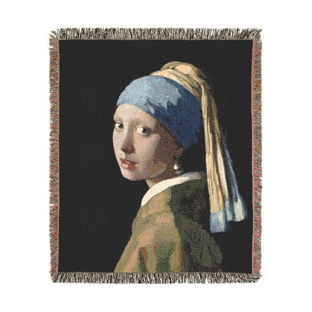 Girl with a Pearl Earring Woven Blanket, Johannes Vermeer, Dutch Golden Age Art