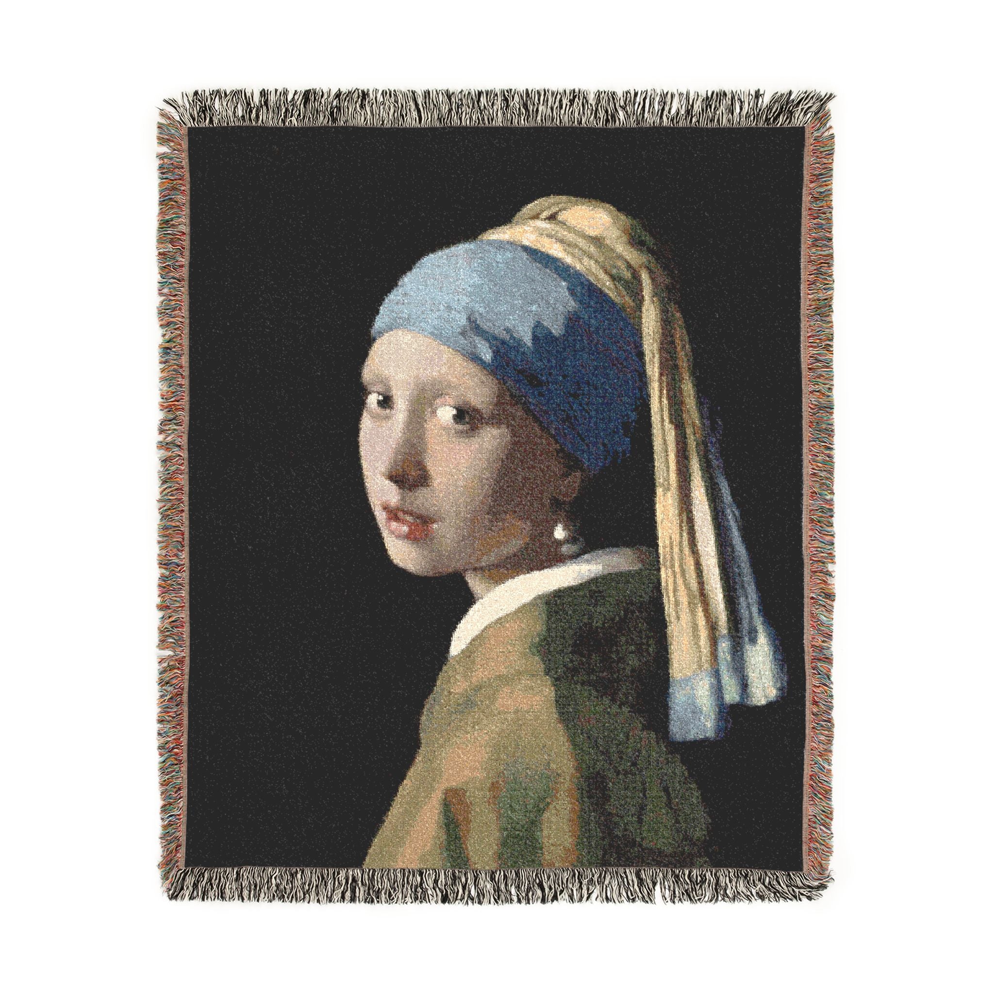 Girl with a Pearl Earring Woven Blanket, Johannes Vermeer, Dutch Golden Age Art