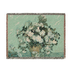 Roses Woven Blanket, Vincent van Gogh, Floral Fine Art Throw