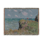 Cliff Walk at Pourville Woven Blanket, Claude Monet, Impressionist Art Throw