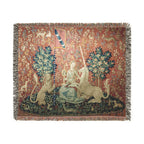 The Lady and the Unicorn Sight Woven Blanket, Medieval Tapestry Art Throw