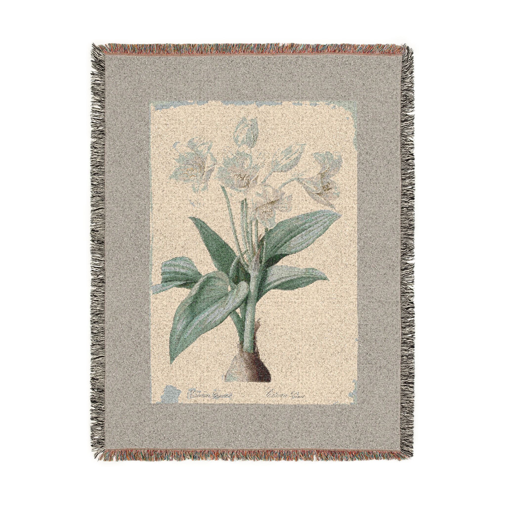 Crinum Giganteum Woven Blanket, Pierre-Joseph Redouté, Vintage Botanical Art Throw