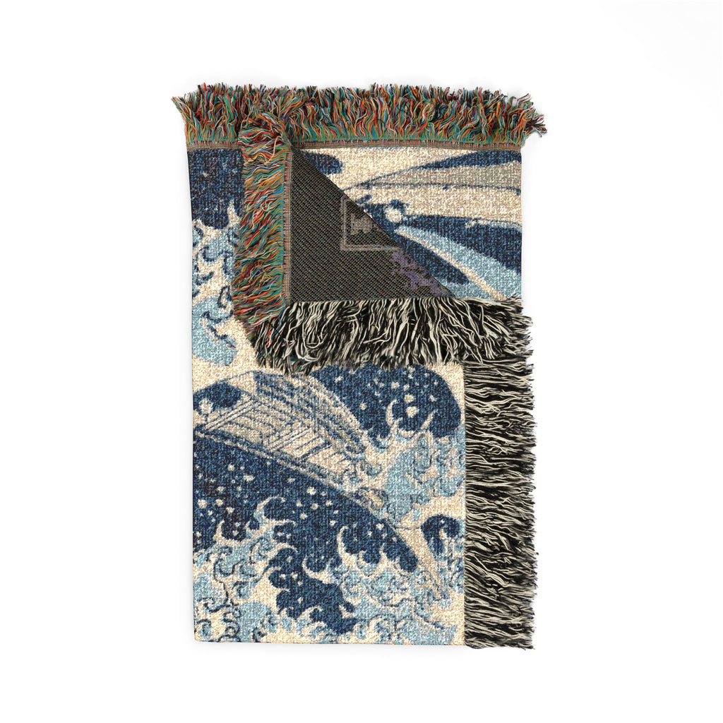 The Great Wave off Kanagawa Woven Blanket, Katsushika Hokusai, Japanese Ukiyo-e Art Throw