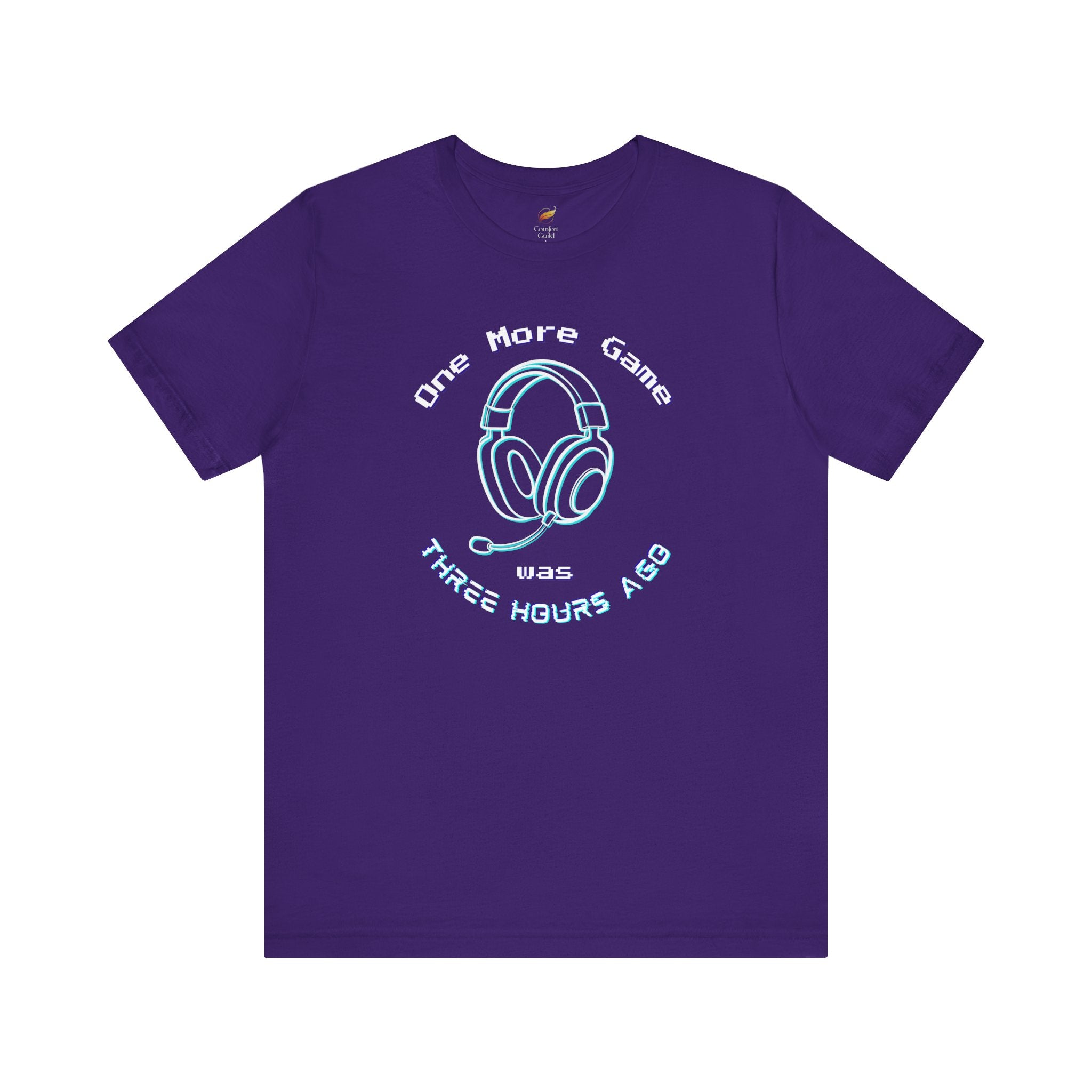 One More Game Graphic Tee, Funny Gamer T-Shirt, Neon Headset