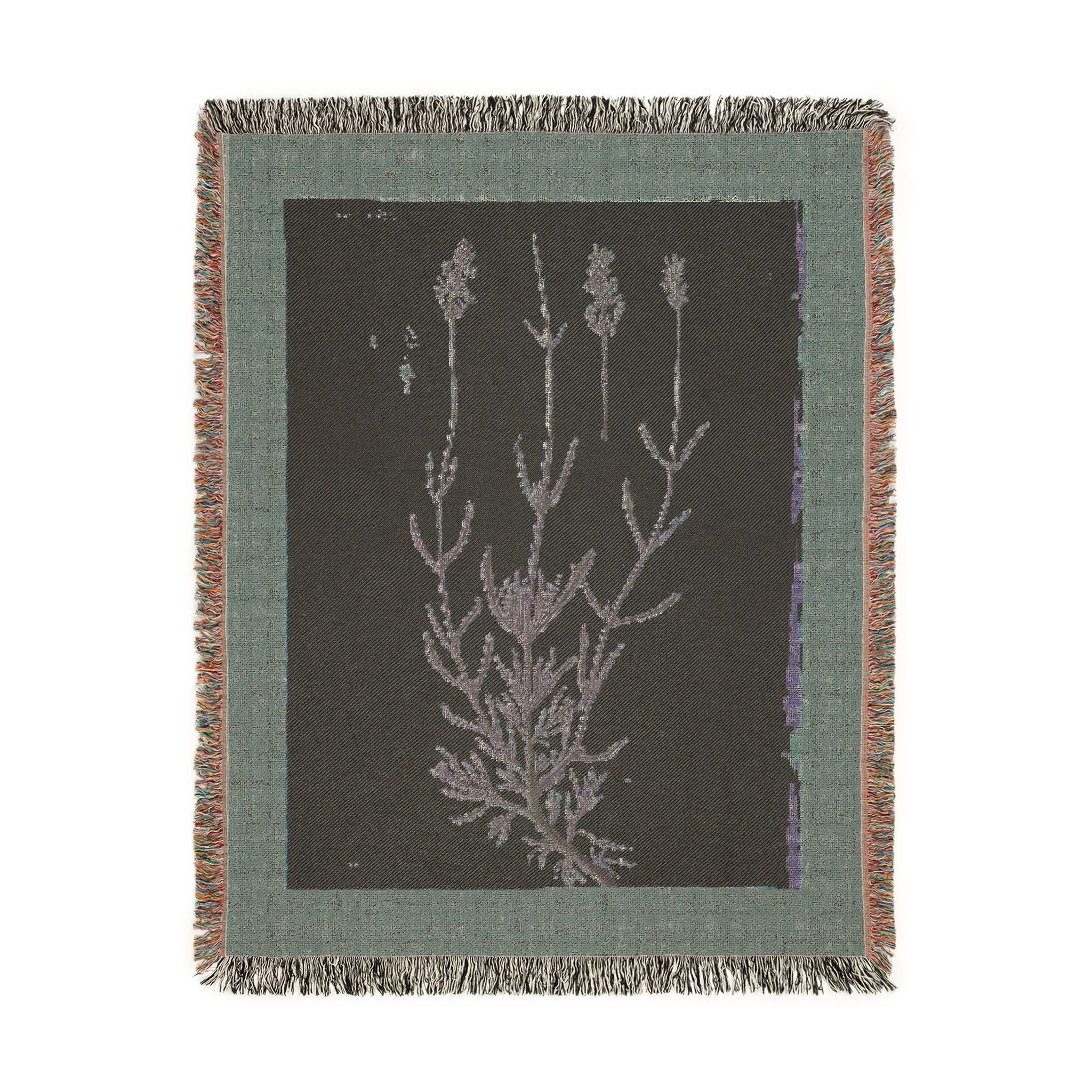 A Curious Herbal Lavender Woven Blanket, Elizabeth Blackwell, Vintage Botanical Art Throw