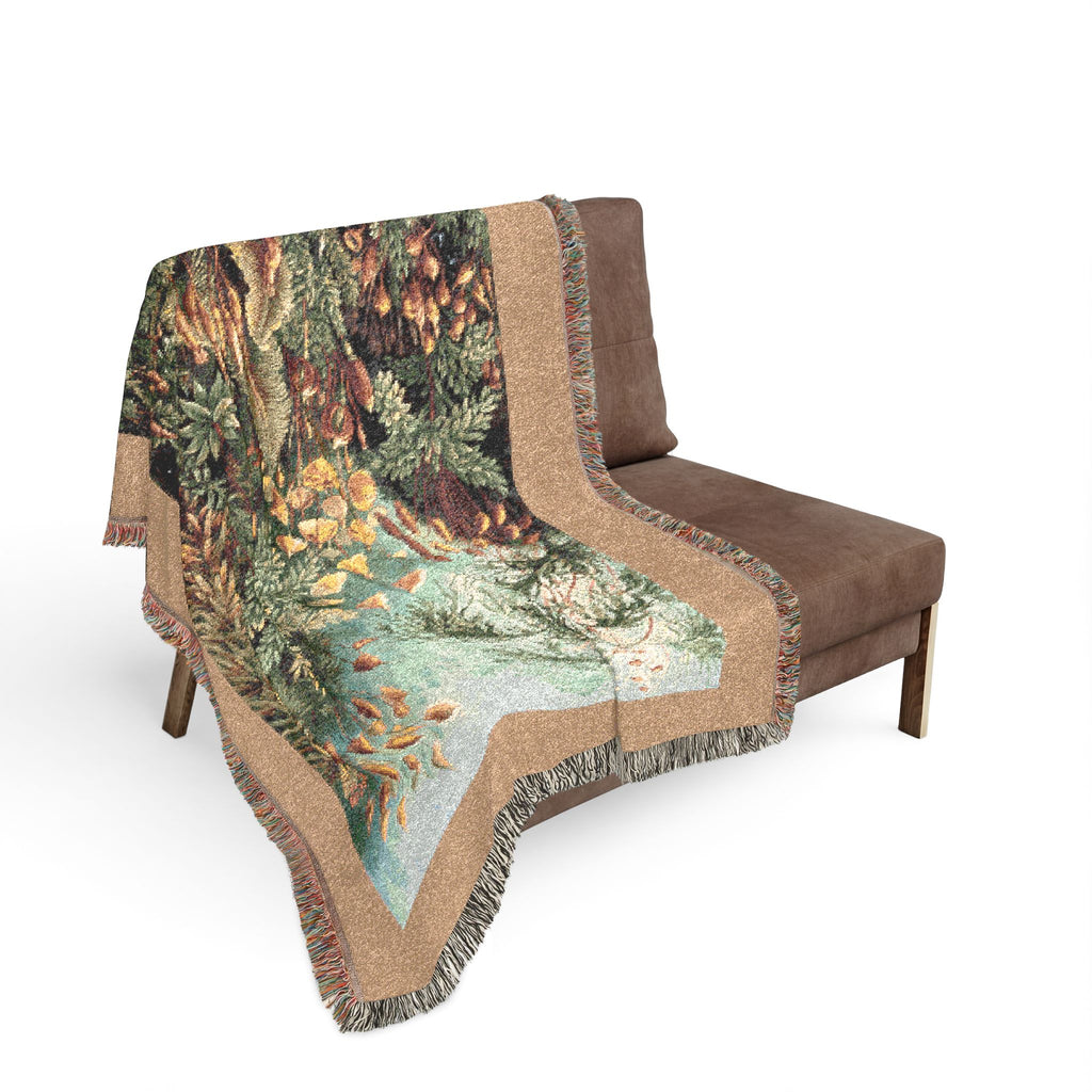 Muscinae Moss Woven Blanket, Ernst Haeckel, Vintage Botanical Art