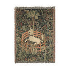 The Unicorn in Captivity Woven Blanket, Medieval Unicorn Tapestry Art Throw