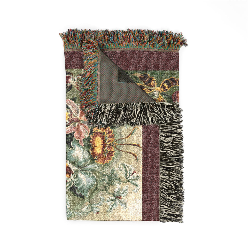 Orchidae Orchids Woven Blanket, Ernst Haeckel, Vintage Botanical Art