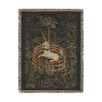 The Unicorn in Captivity Woven Blanket, Medieval Unicorn Tapestry Art Throw