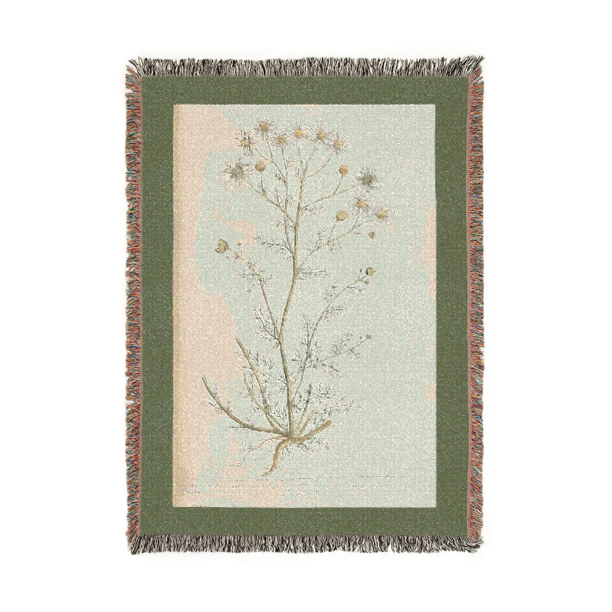 A Curious Herbal Faetid Camomile Woven Blanket, Elizabeth Blackwell, Botanical Art Throw