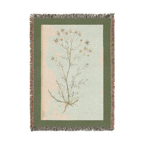 A Curious Herbal Faetid Camomile Woven Blanket, Elizabeth Blackwell, Botanical Art Throw