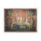 The Lady and the Unicorn Taste Woven Blanket, Medieval Tapestry Art Throw
