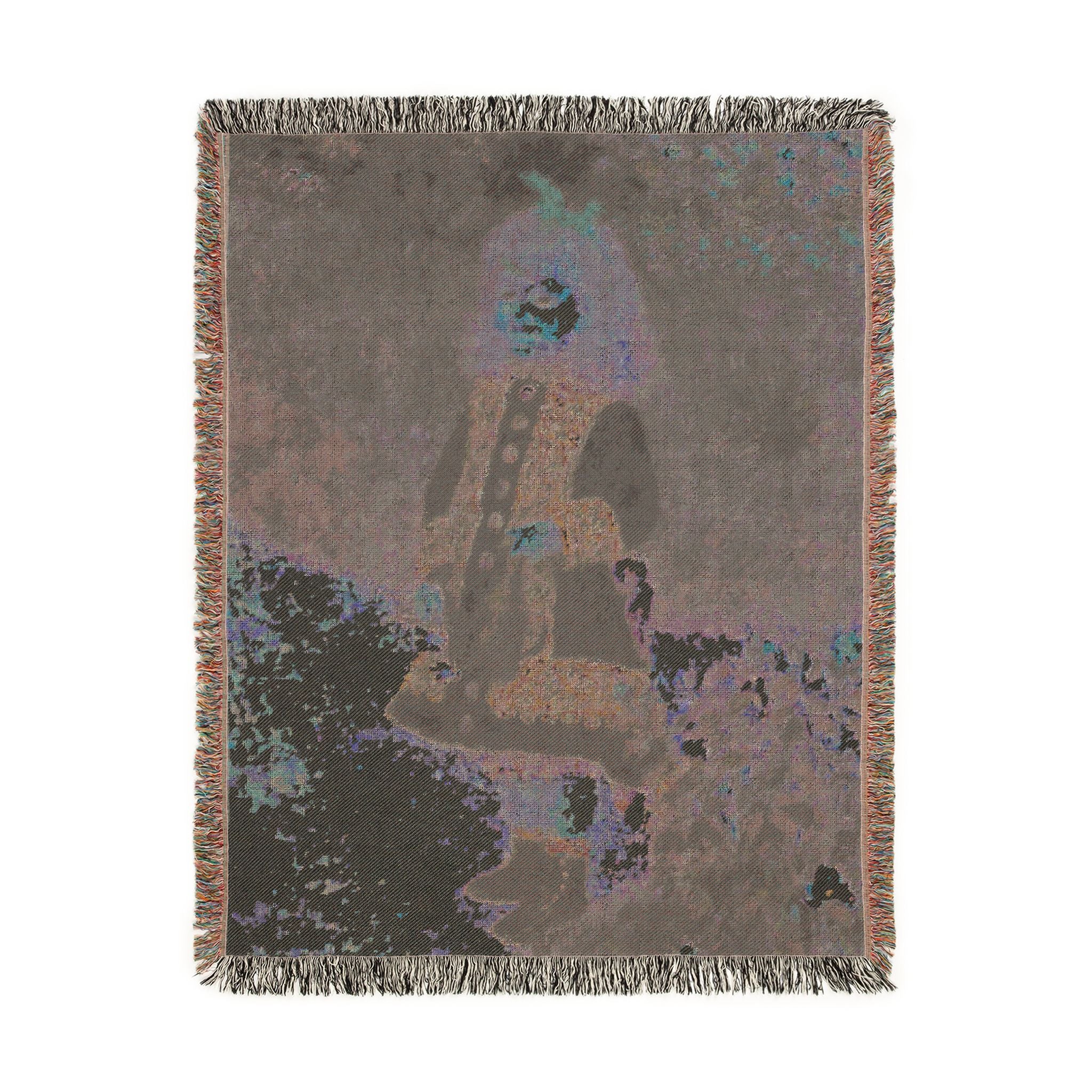 A Girl with a Watering Can Woven Blanket, Pierre-Auguste Renoir, Impressionist Art Throw