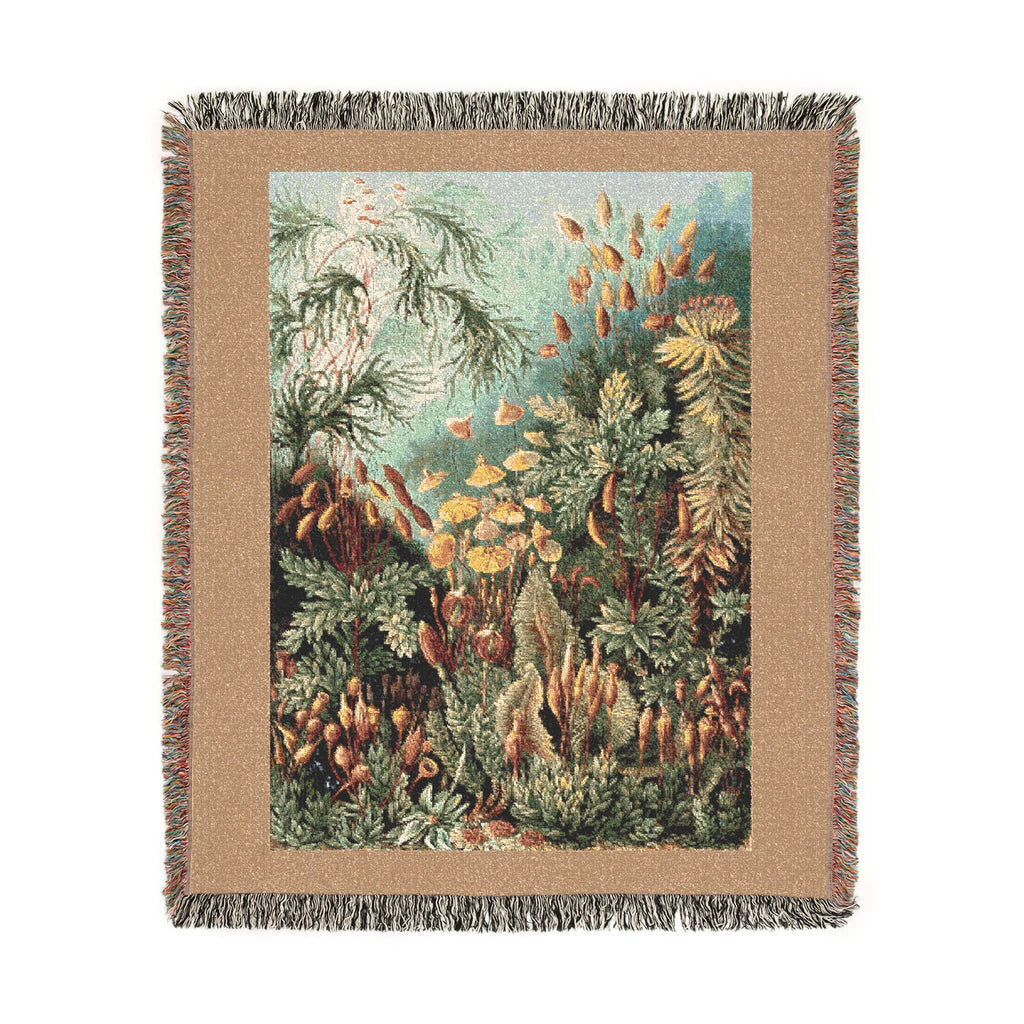 Muscinae Moss Woven Blanket, Ernst Haeckel, Vintage Botanical Art