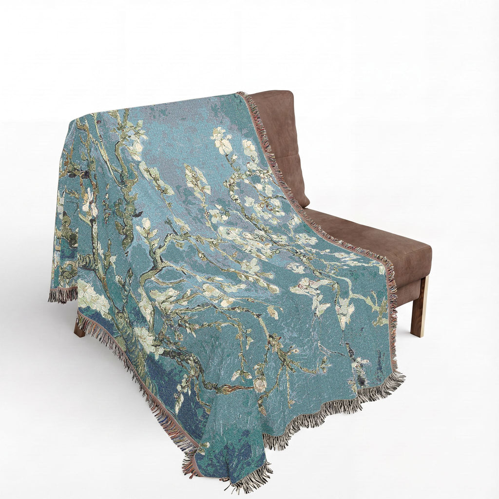 Almond Blossom Woven Blanket, Vincent van Gogh, Floral Fine Art Throw