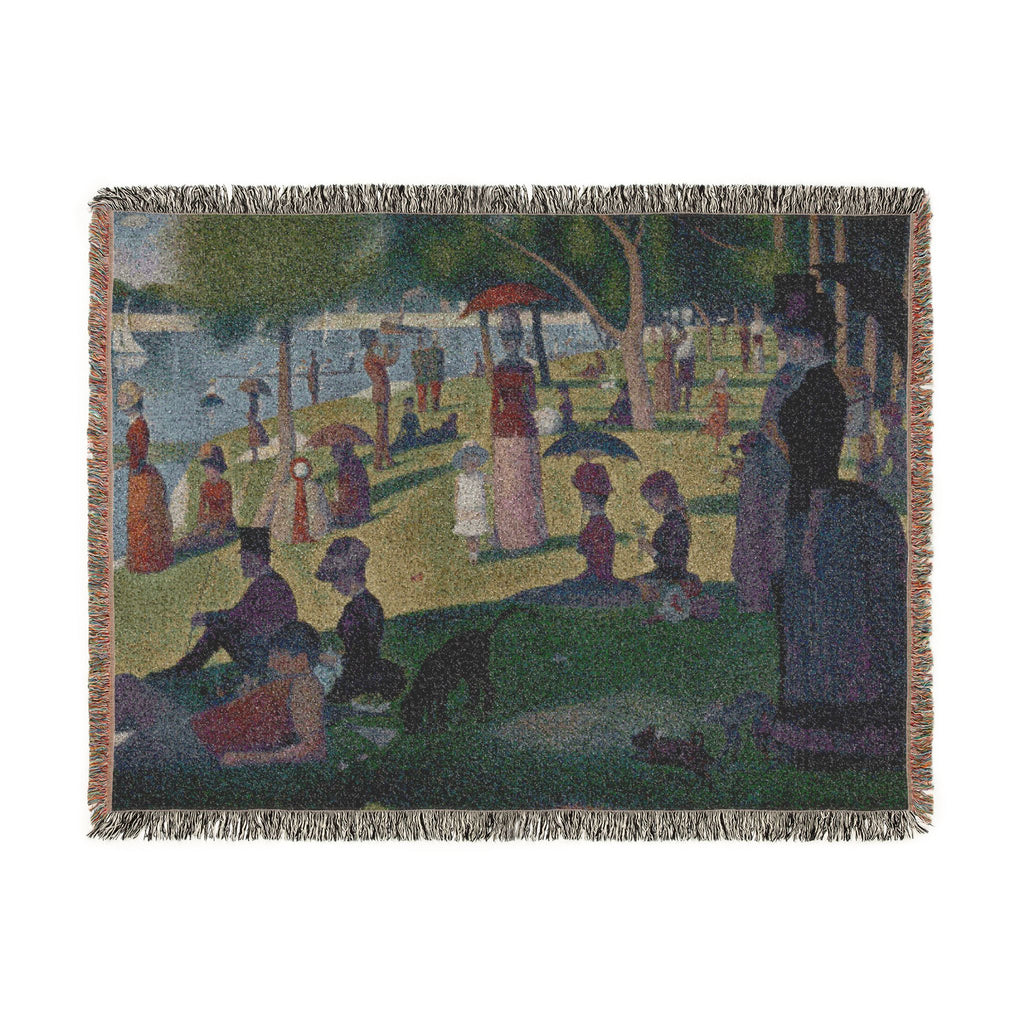 A Sunday Afternoon on the Island of La Grande Jatte Woven Blanket, Georges Seurat, Pointillist Art Throw