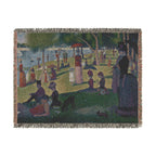 A Sunday Afternoon on the Island of La Grande Jatte Woven Blanket, Georges Seurat, Pointillist Art Throw