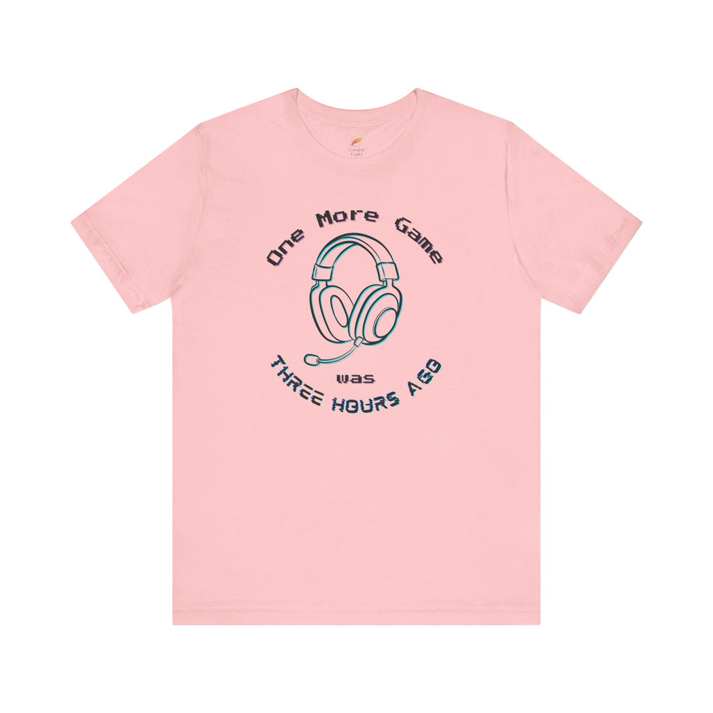 One More Game Graphic Tee, Funny Gamer T-Shirt, Neon Headset