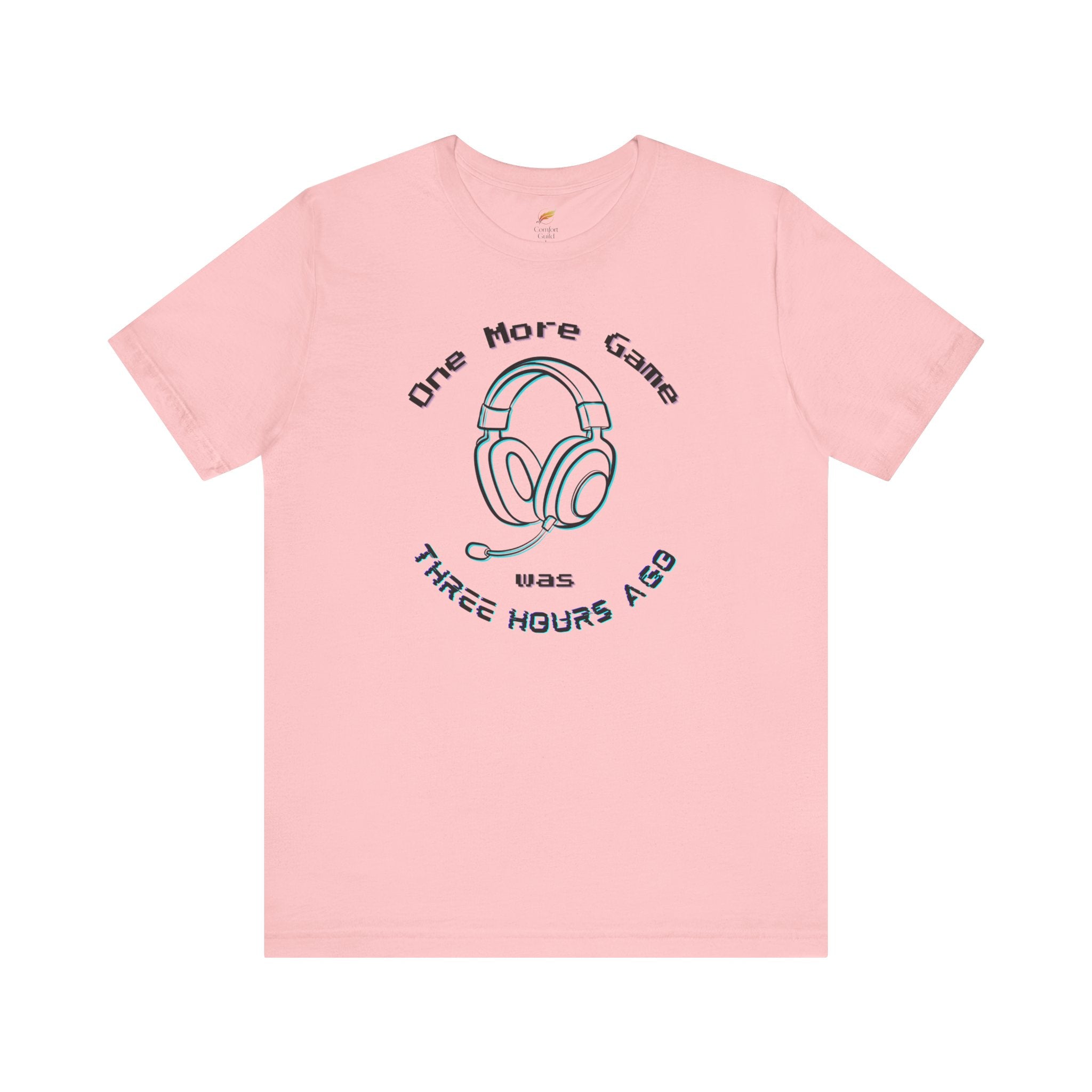 One More Game Graphic Tee, Funny Gamer T-Shirt, Neon Headset