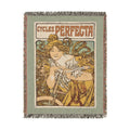 Cycles Perfecta Woven Blanket, Alphonse Mucha, Art Nouveau Bicycle Poster