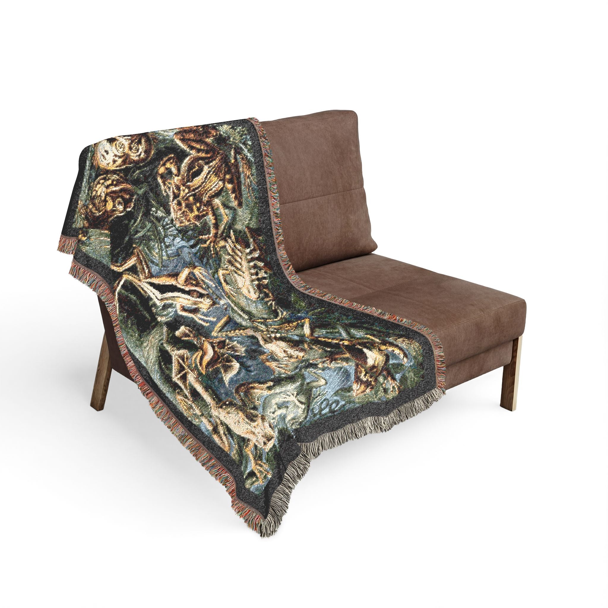 Batrachia Frogs Woven Blanket, Ernst Haeckel, Vintage Amphibian Art