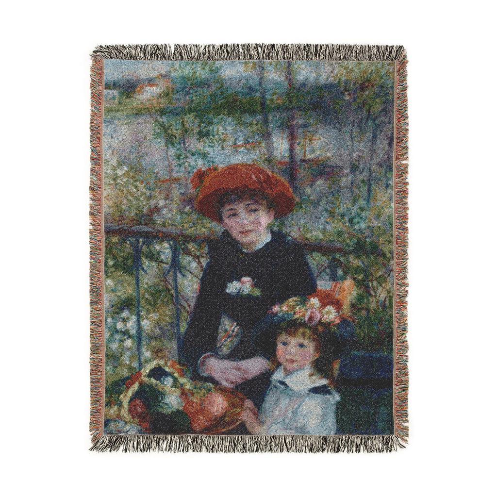 Two Sisters (On the Terrace) Woven Blanket, Pierre-Auguste Renoir, Impressionist Art Throw