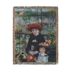 Two Sisters (On the Terrace) Woven Blanket, Pierre-Auguste Renoir, Impressionist Art Throw