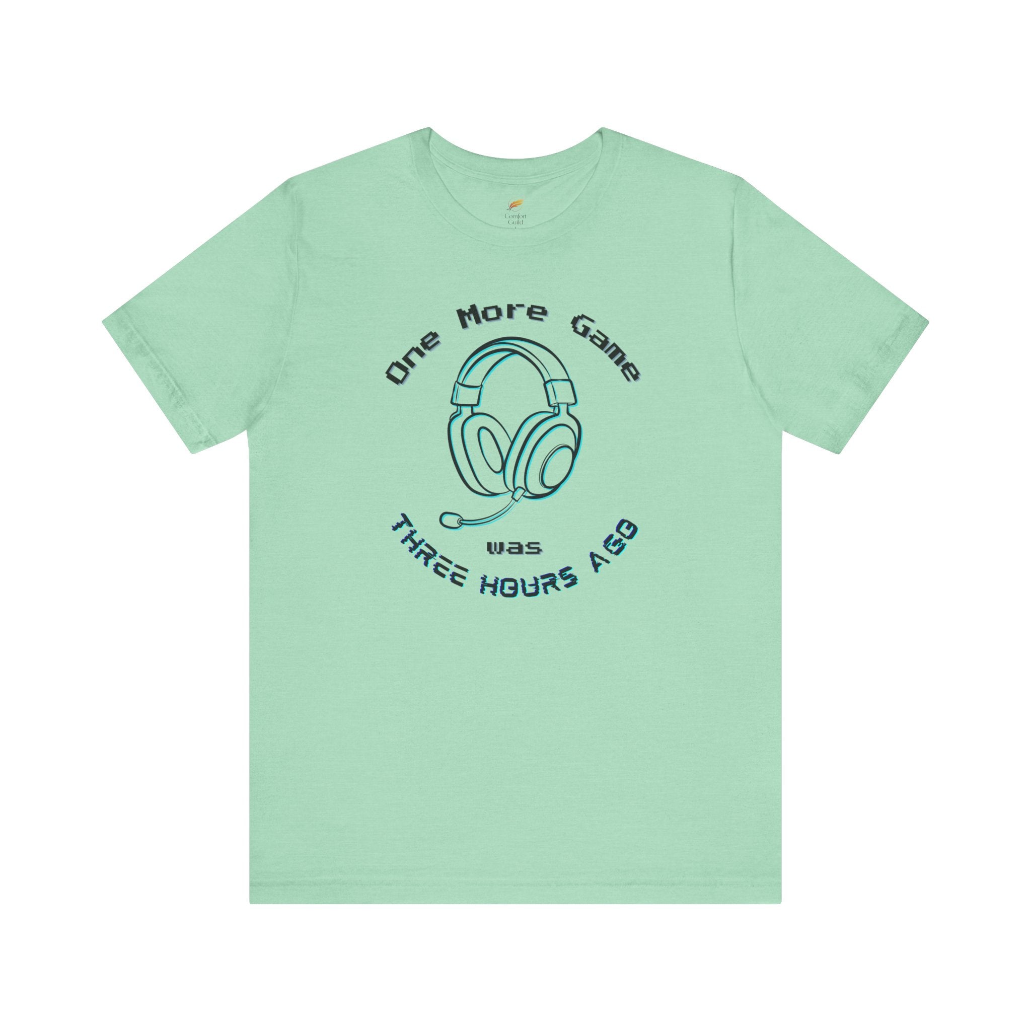 One More Game Graphic Tee, Funny Gamer T-Shirt, Neon Headset