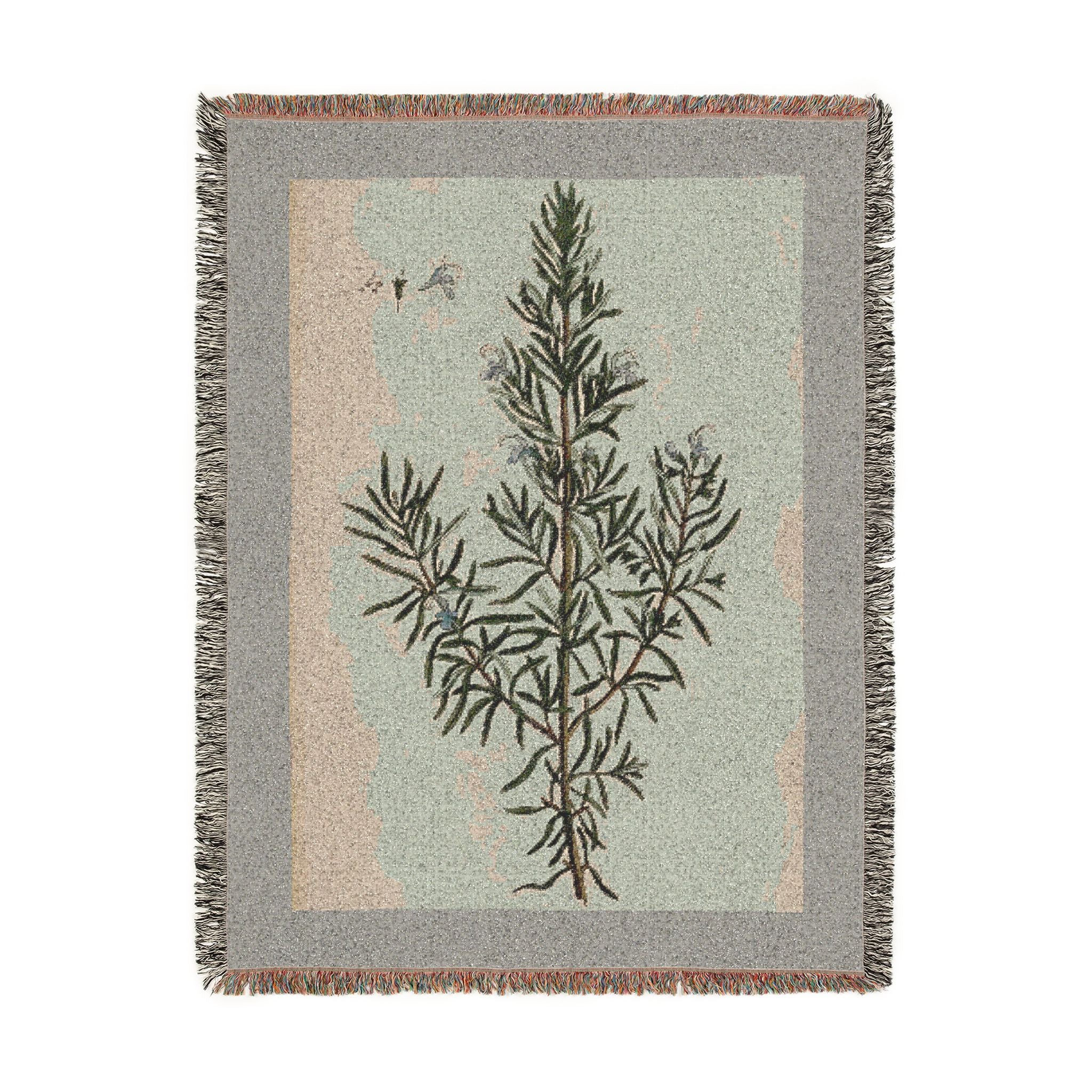 A Curious Herbal Rosemary Woven Blanket, Elizabeth Blackwell, Vintage Botanical Art Throw