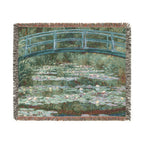 Japanese Footbridge Woven Blanket, Claude Monet, Impressionist Garden Art Throw