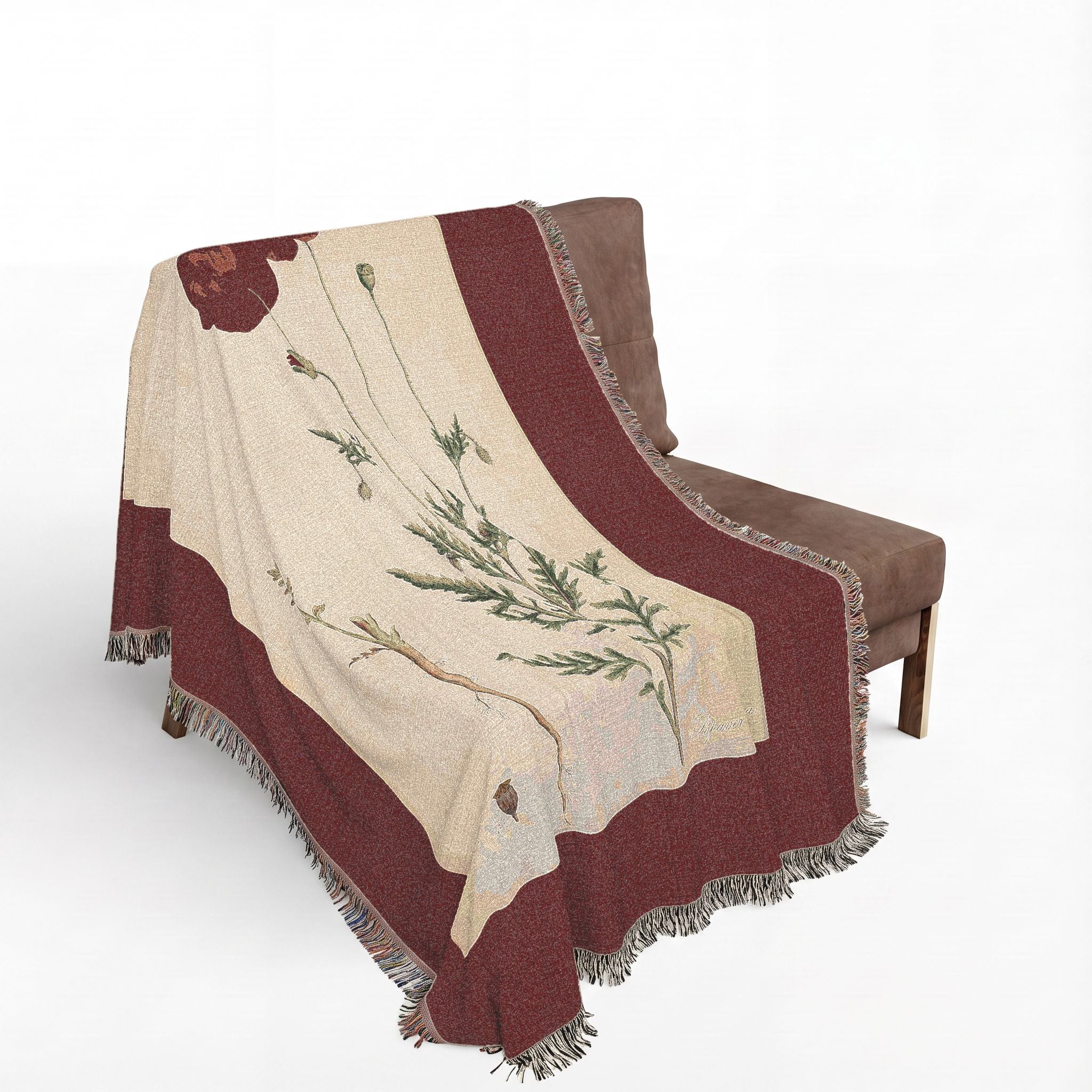 Papaver Rhoeas Poppy Woven Blanket, Flora Londinensis, Vintage Botanical Art