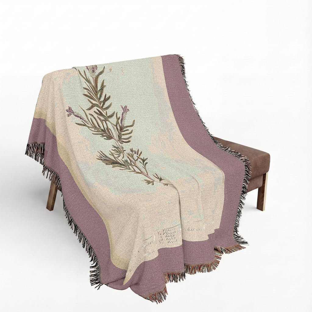 A Curious Herbal French Lavender Woven Blanket, Elizabeth Blackwell, Botanical Art Throw