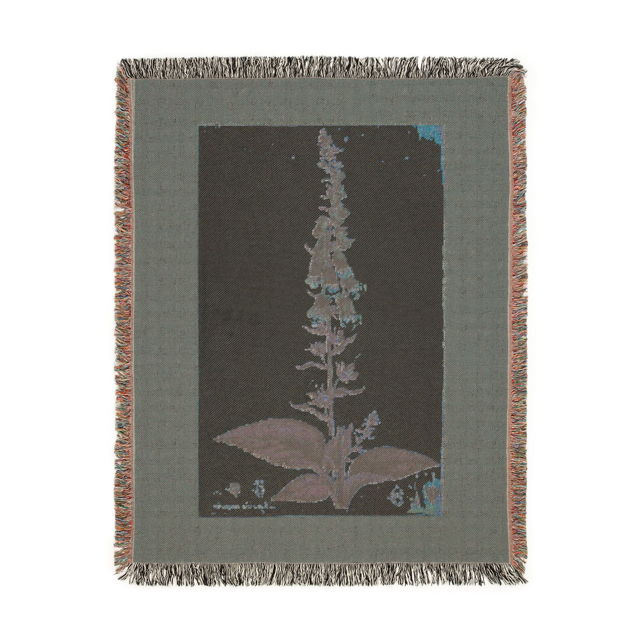 Digitalis Purpurea Foxglove Woven Blanket, Flora Londinensis, Vintage Botanical Art