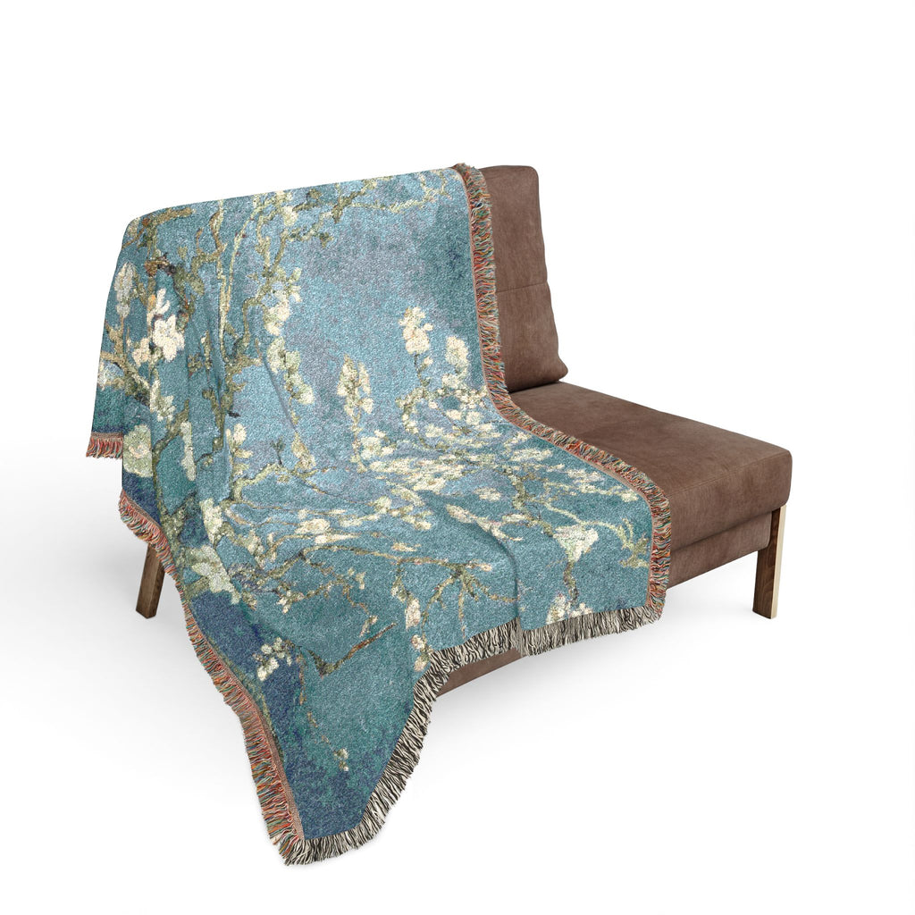 Almond Blossom Woven Blanket, Vincent van Gogh, Floral Fine Art Throw