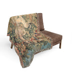 The Unicorn Purifies Water Woven Blanket, Medieval Unicorn Tapestry Art Throw