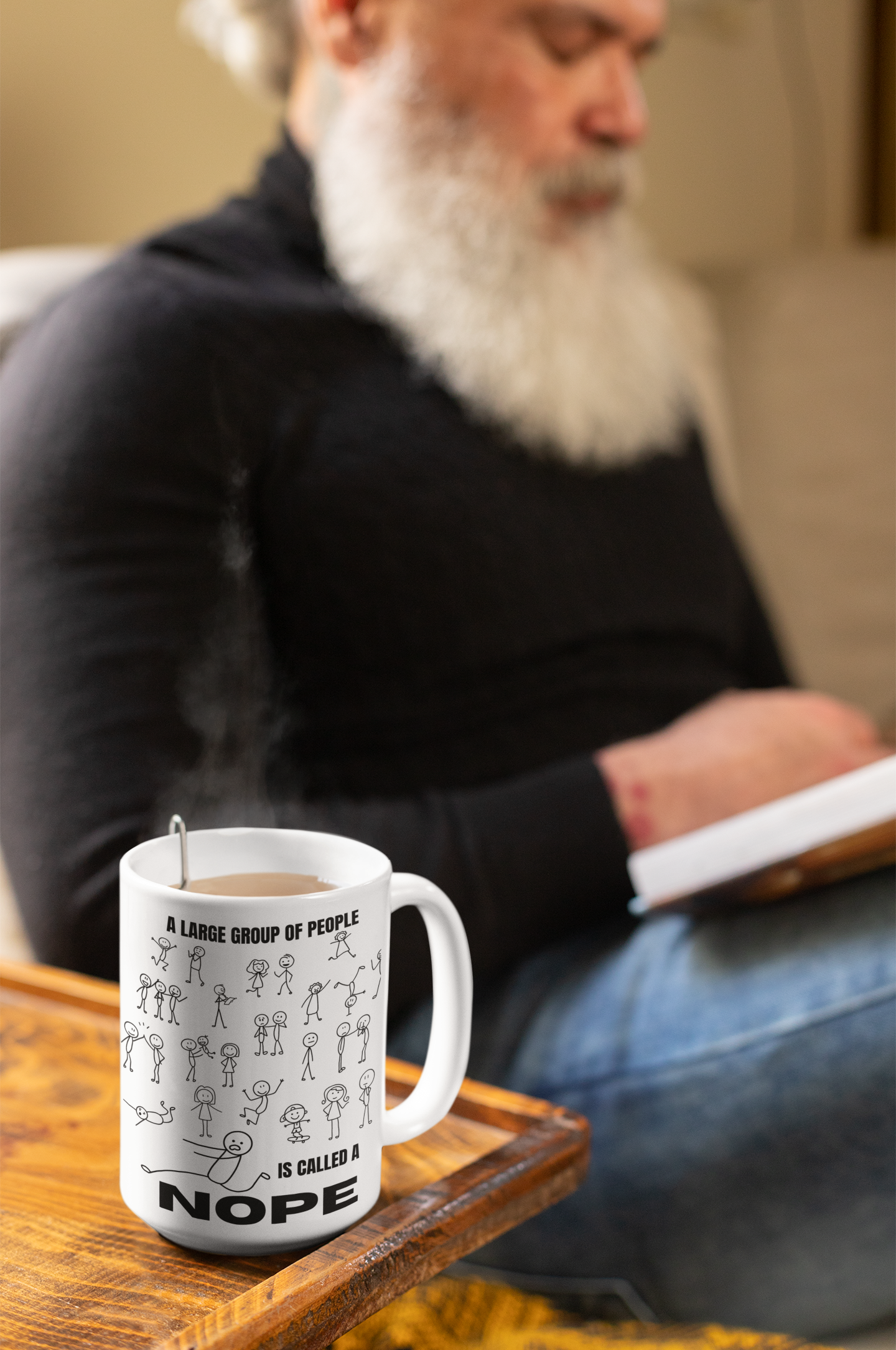 A Large Group of People Is Called a Nope Coffee Mug, Funny Introvert Humor, White Ceramic
