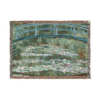 Japanese Footbridge Woven Blanket, Claude Monet, Impressionist Garden Art Throw