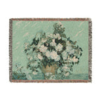 Roses Woven Blanket, Vincent van Gogh, Floral Fine Art Throw
